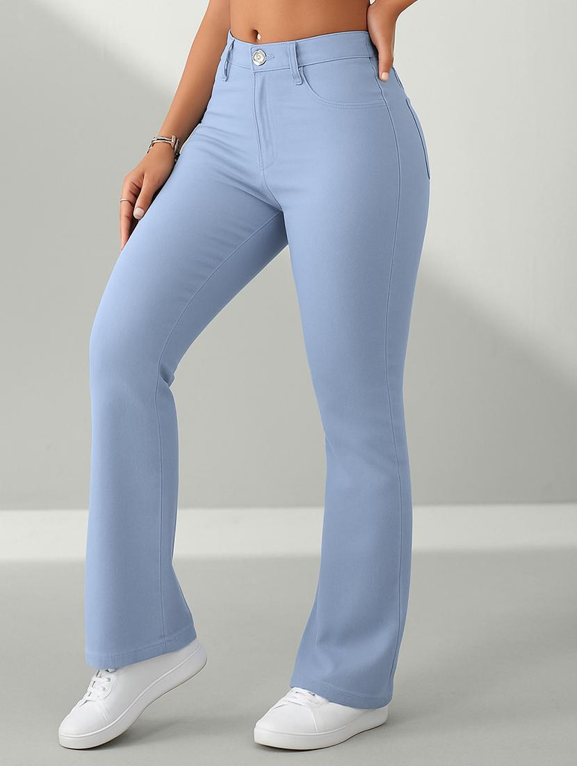 women solid high rise bootcut jeans - 22048076 - Standard Image - 2