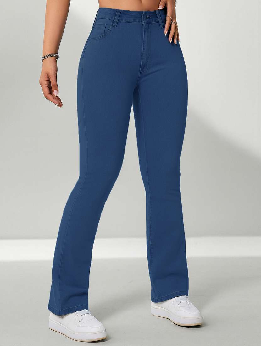 women solid mid rise bootcut jean - 22048078 - Standard Image - 2