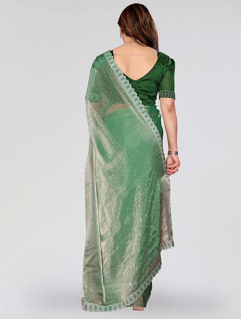 women solid with work embellished saree with blouse - 22048086 -  Standard Image - 2