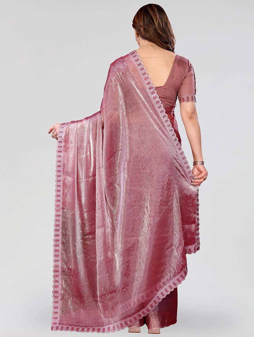 women solid with work embellished saree with blouse - 22048089 -  Standard Image - 2