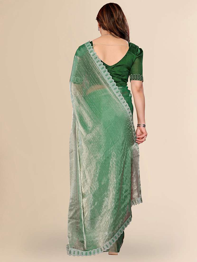 women solid with work embellished saree with blouse - 22048095 -  Standard Image - 2