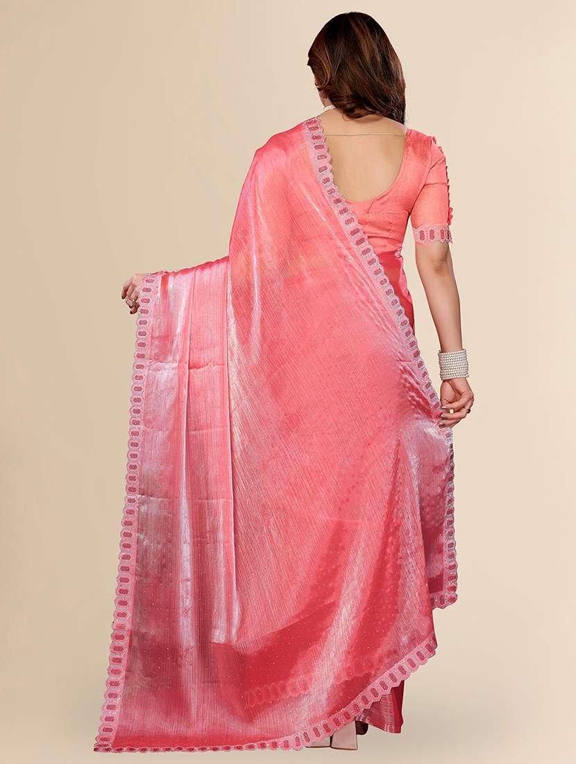 women solid with work embellished saree with blouse - 22048096 -  Standard Image - 2