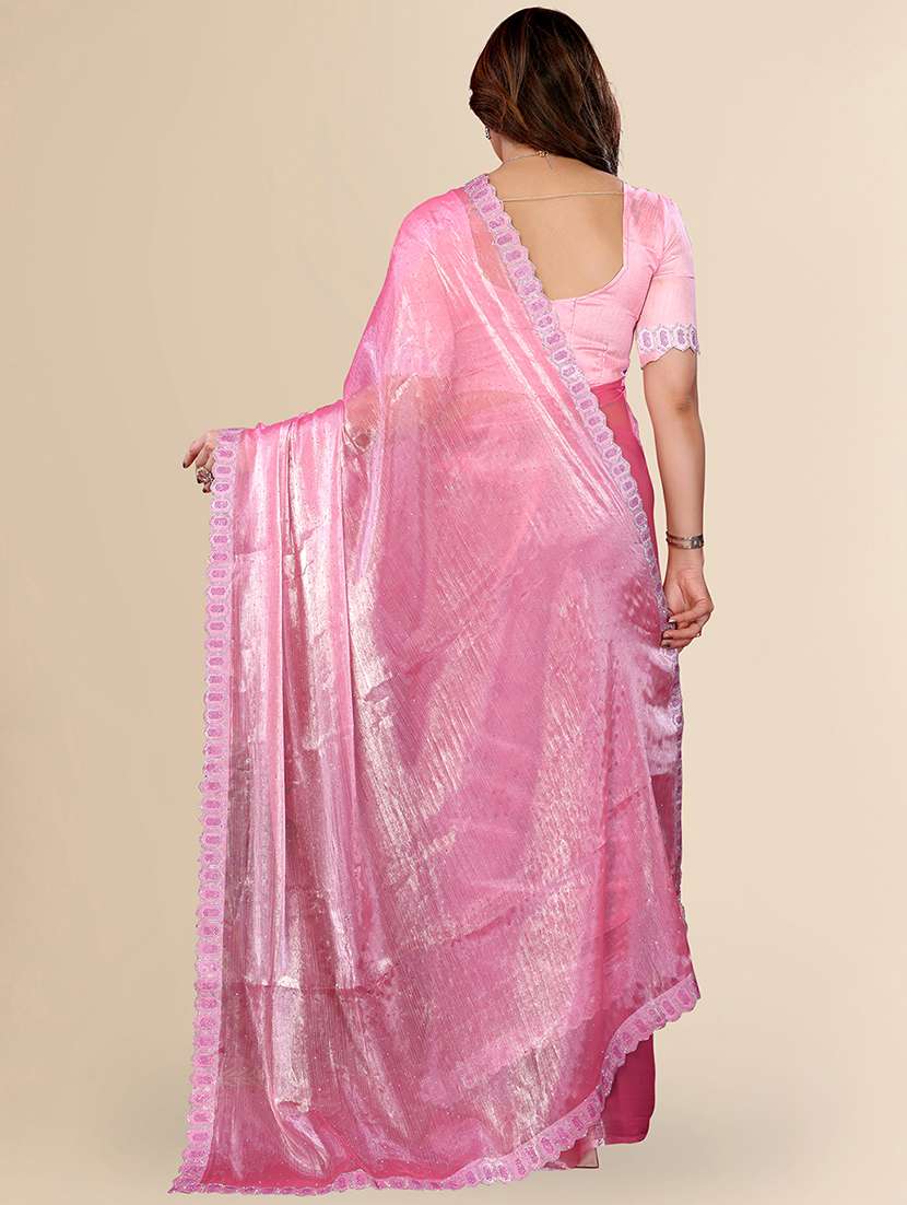 women solid with work embellished saree with blouse - 22048097 -  Standard Image - 2