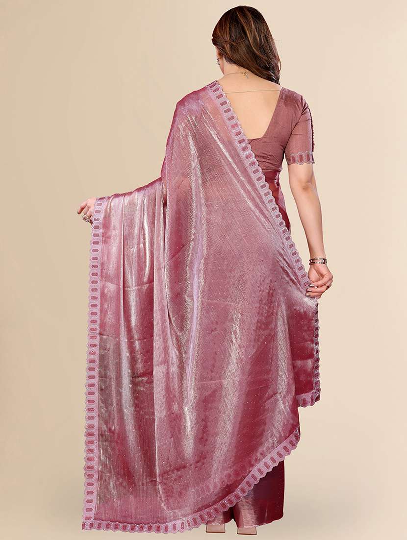 women solid with work embellished saree with blouse - 22048098 -  Standard Image - 2