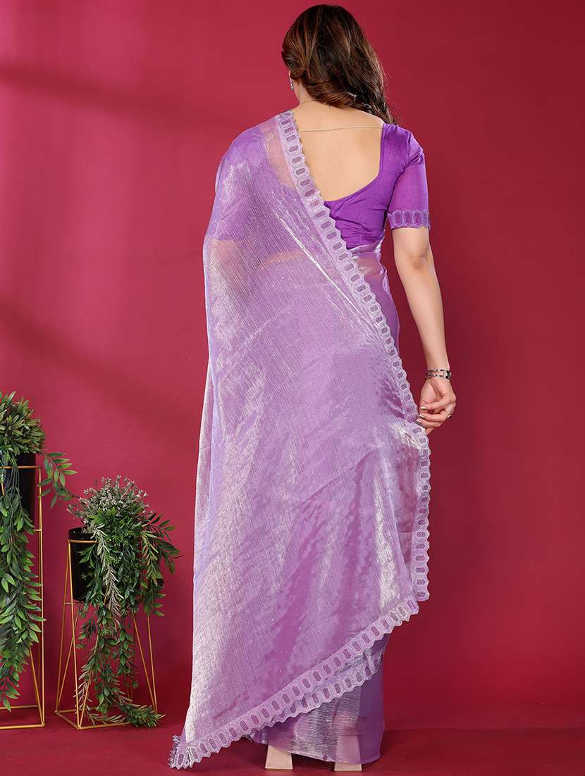 women solid with work embellished saree with blouse - 22048102 -  Standard Image - 2