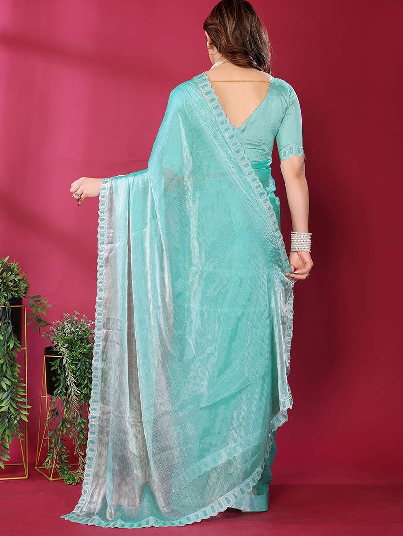 women solid with work embellished saree with blouse - 22048103 -  Standard Image - 2