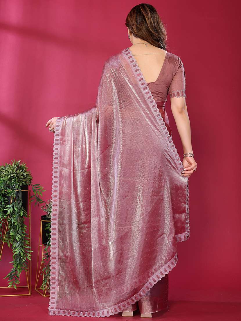 women solid with work embellished saree with blouse - 22048107 -  Standard Image - 2