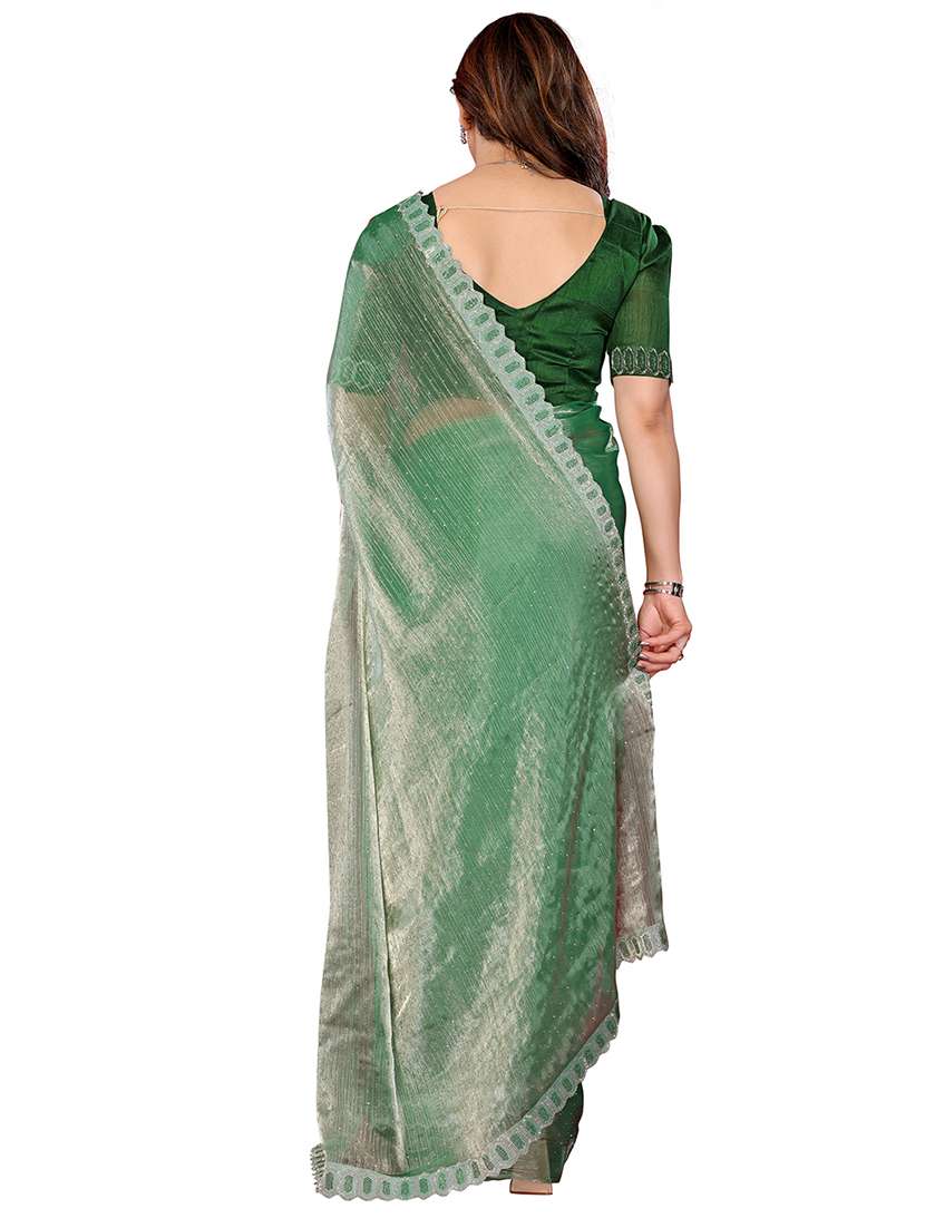 women solid with work embellished saree with blouse - 22048113 -  Standard Image - 2