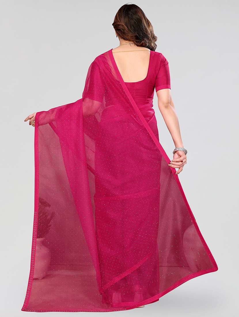 women solid with work embellished saree with blouse - 22048123 -  Standard Image - 2