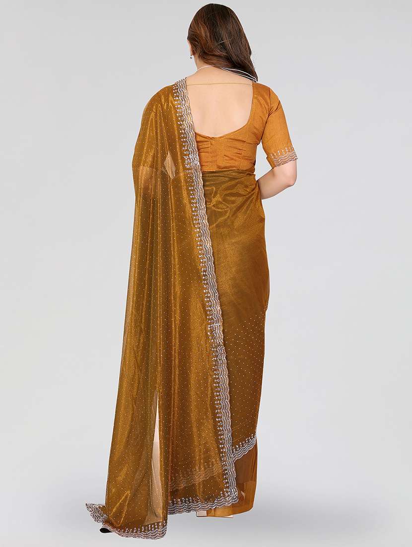 women solid with work embellished saree with blouse - 22048130 - Standard Image - 2