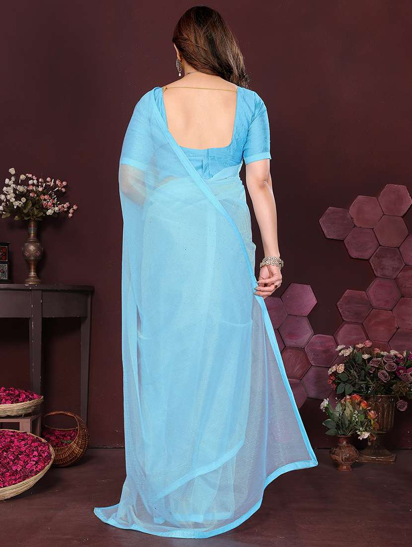 women solid with work embellished saree with blouse - 22048139 -  Standard Image - 2