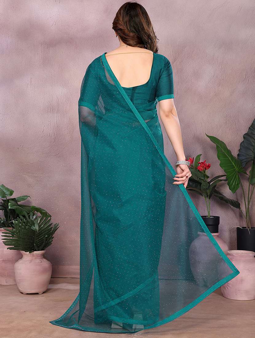 women solid with work embellished saree with blouse - 22048140 -  Standard Image - 2