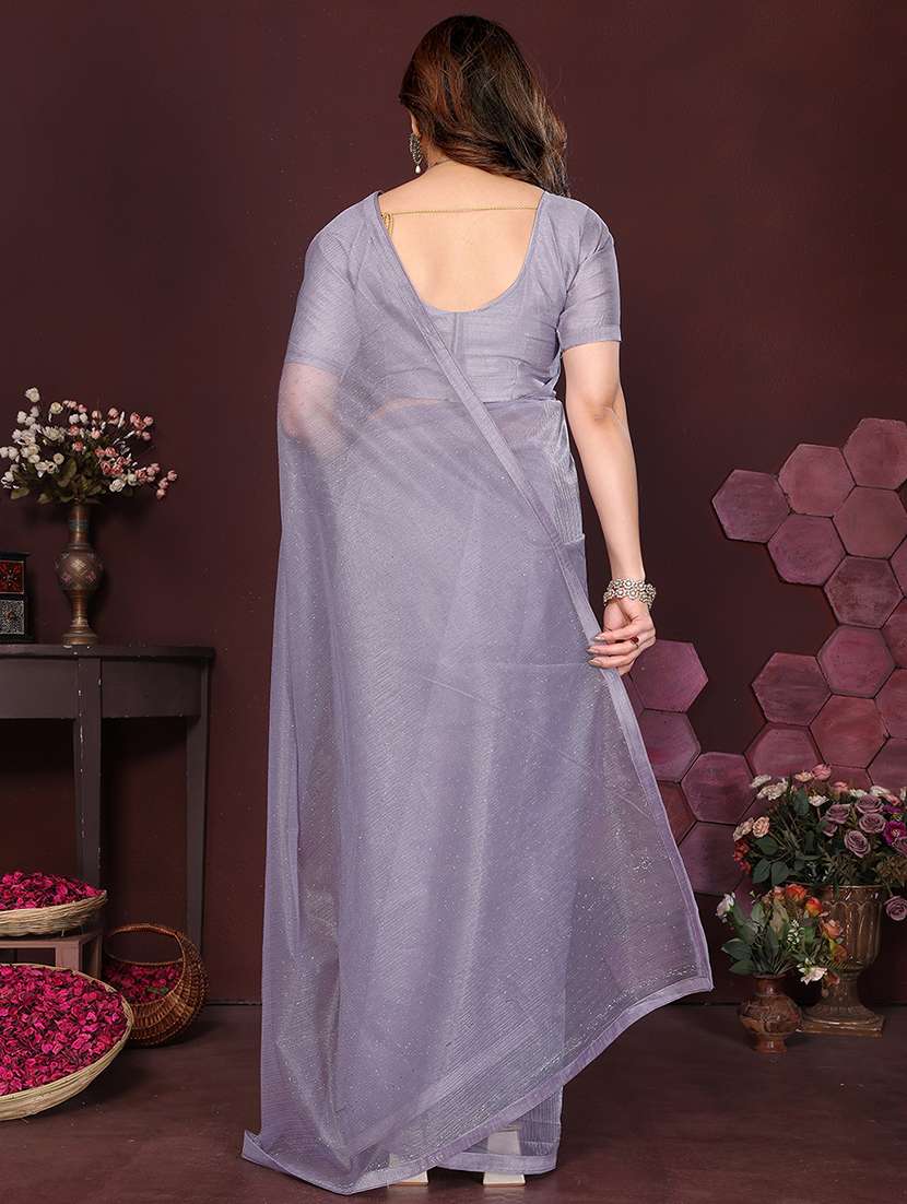 women solid with work embellished saree with blouse - 22048142 -  Standard Image - 2