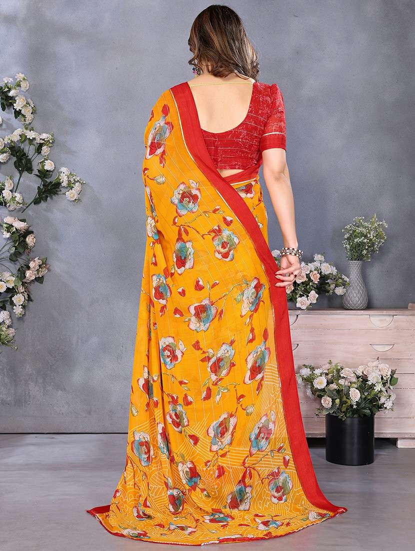 women printed casual wear saree with blouse - 22048154 -  Standard Image - 2