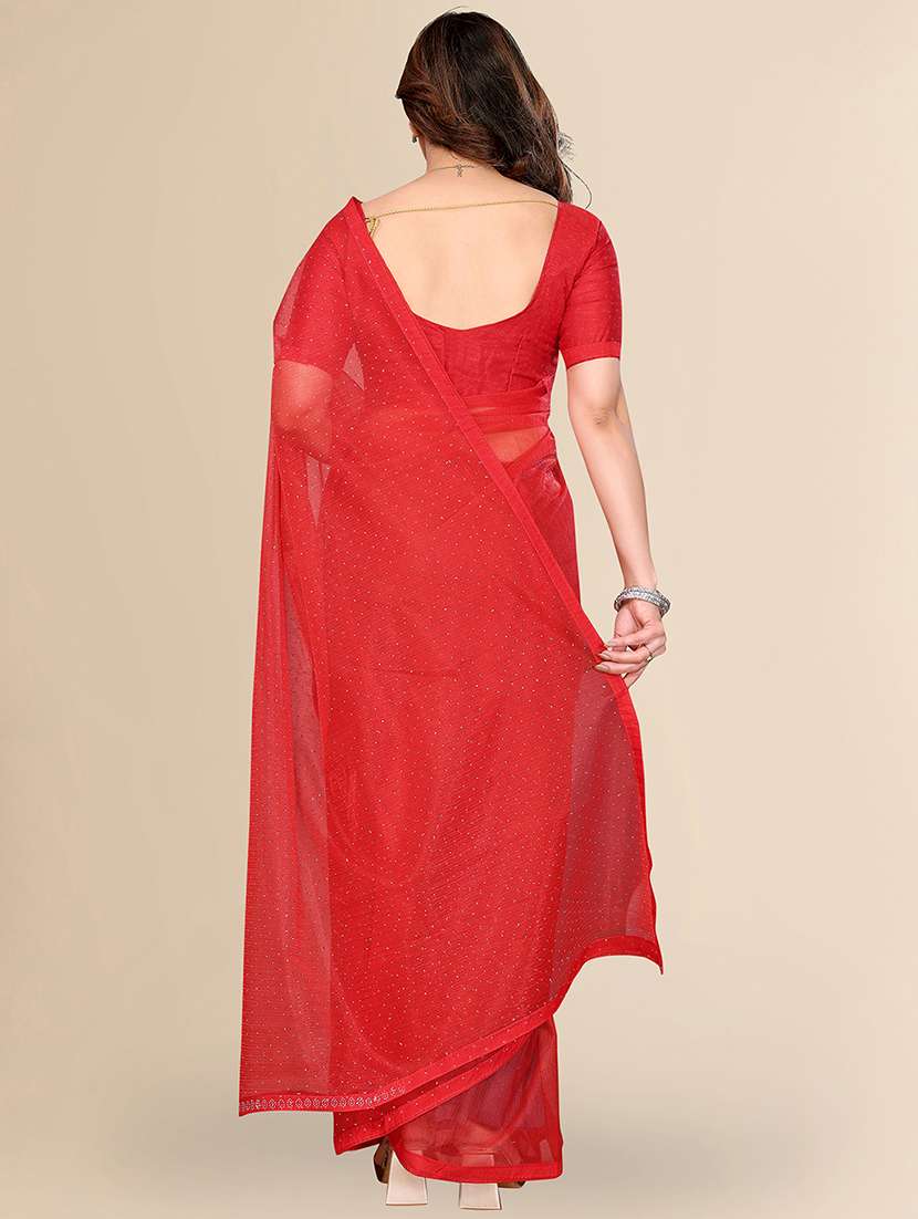 women solid with work embellished saree with blouse - 22048158 -  Standard Image - 2