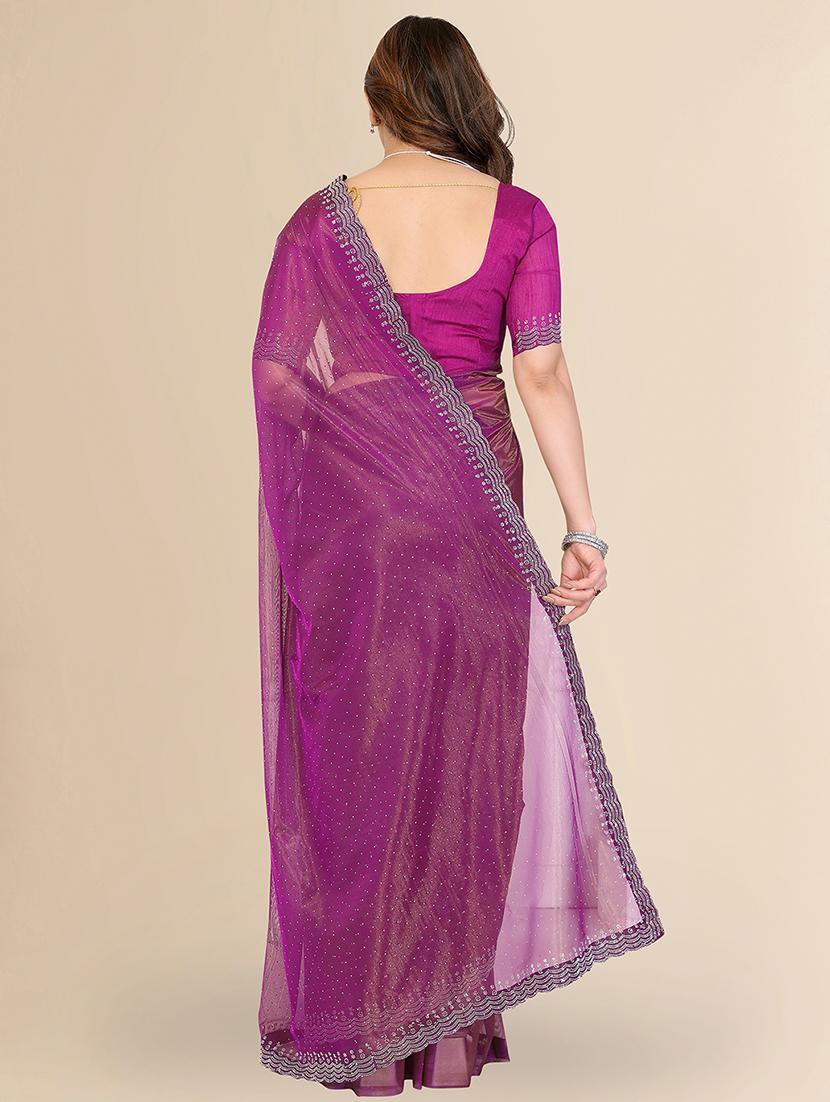 women solid with work embellished saree with blouse - 22048171 - Standard Image - 2