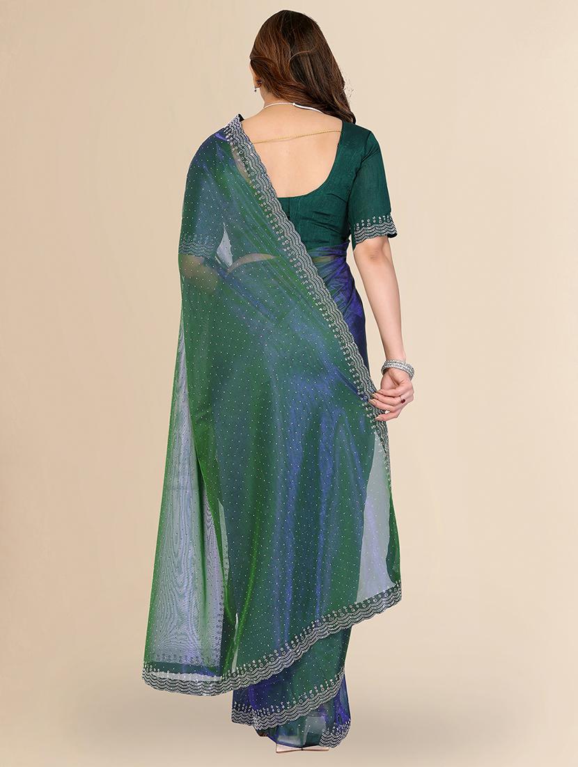 women solid with work embellished saree with blouse - 22048172 - Standard Image - 2