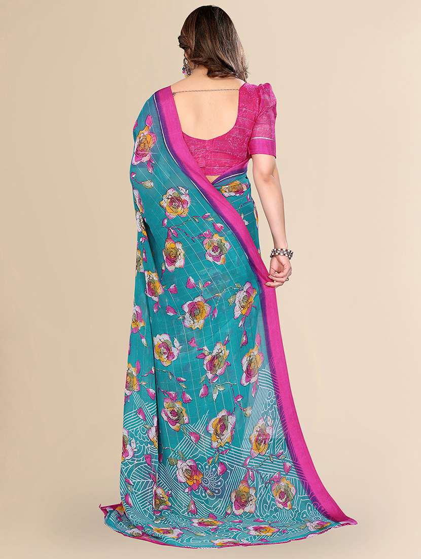 women printed casual wear saree with blouse - 22048176 -  Standard Image - 2