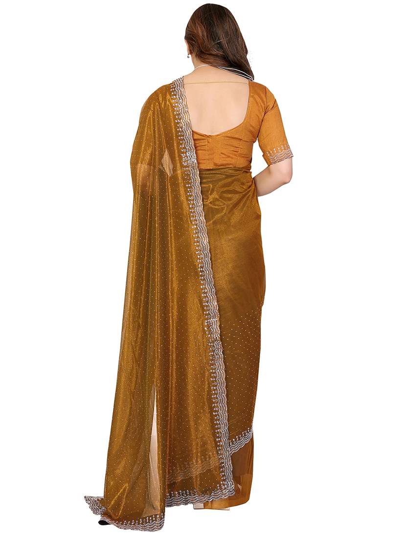 women solid with work embellished saree with blouse - 22048190 -  Standard Image - 2