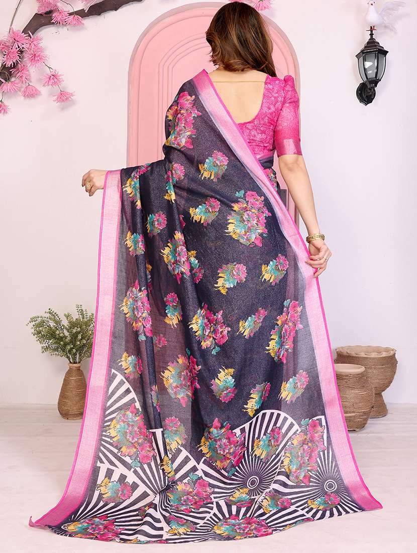 women floral printed saree with blouse - 22048203 -  Standard Image - 2