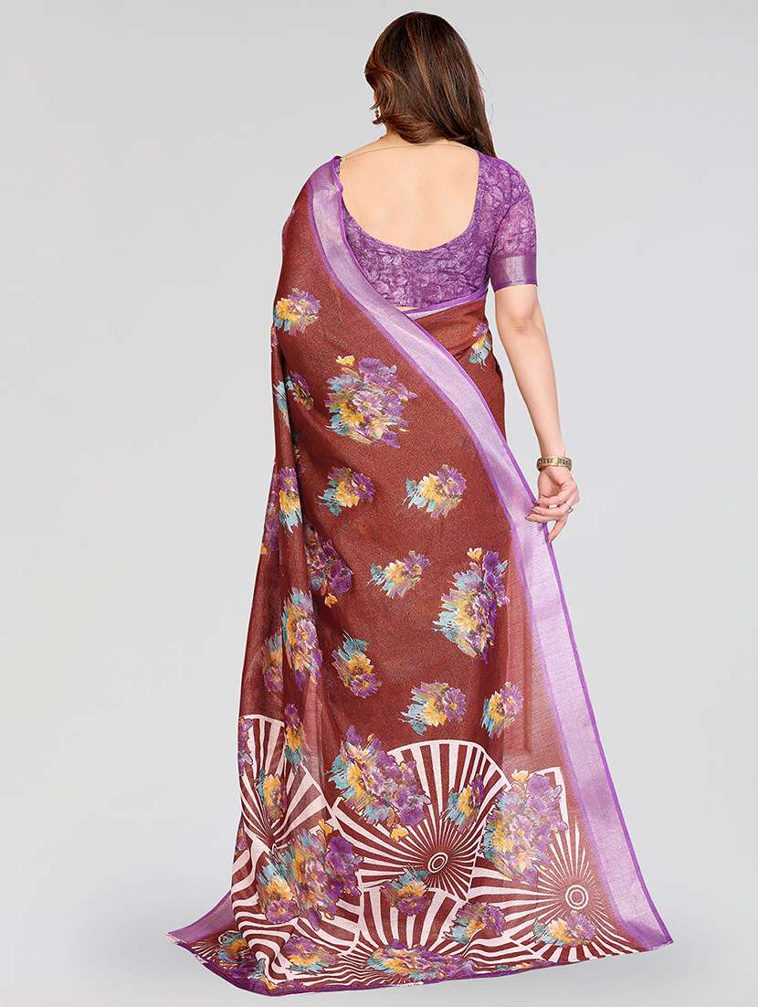 women floral printed saree with blouse - 22048211 -  Standard Image - 2