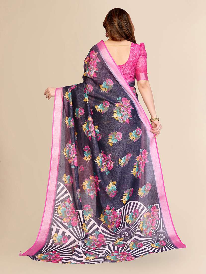 women floral printed saree with blouse - 22048215 -  Standard Image - 2