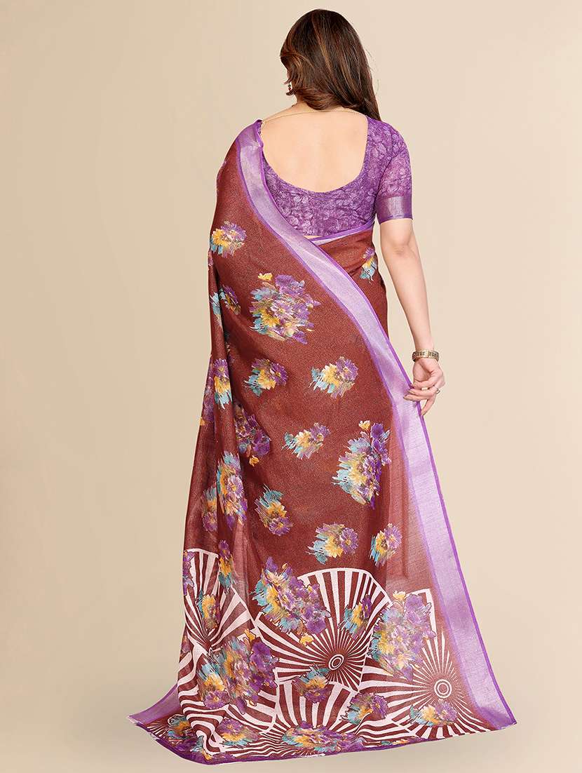 women floral printed saree with blouse - 22048217 -  Standard Image - 2