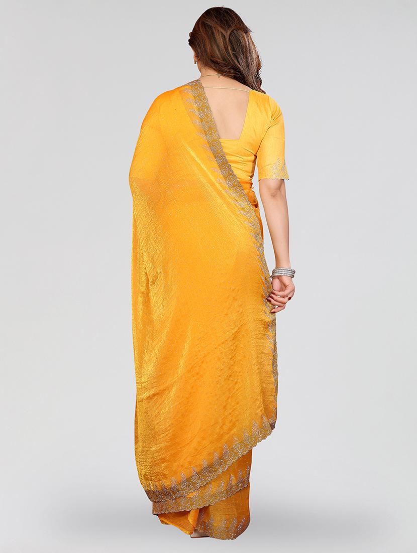women solid with work embellished saree with blouse - 22048222 - Standard Image - 2