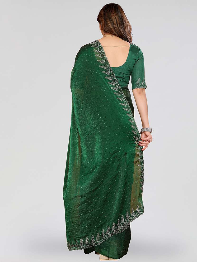 women solid with work embellished saree with blouse - 22048225 - Standard Image - 2
