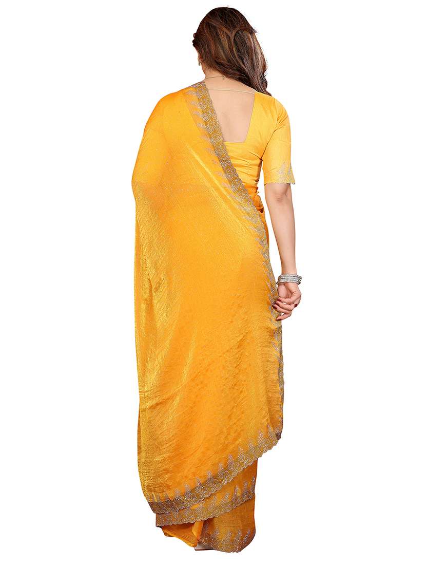women solid with work embellished saree with blouse - 22048240 - Standard Image - 2