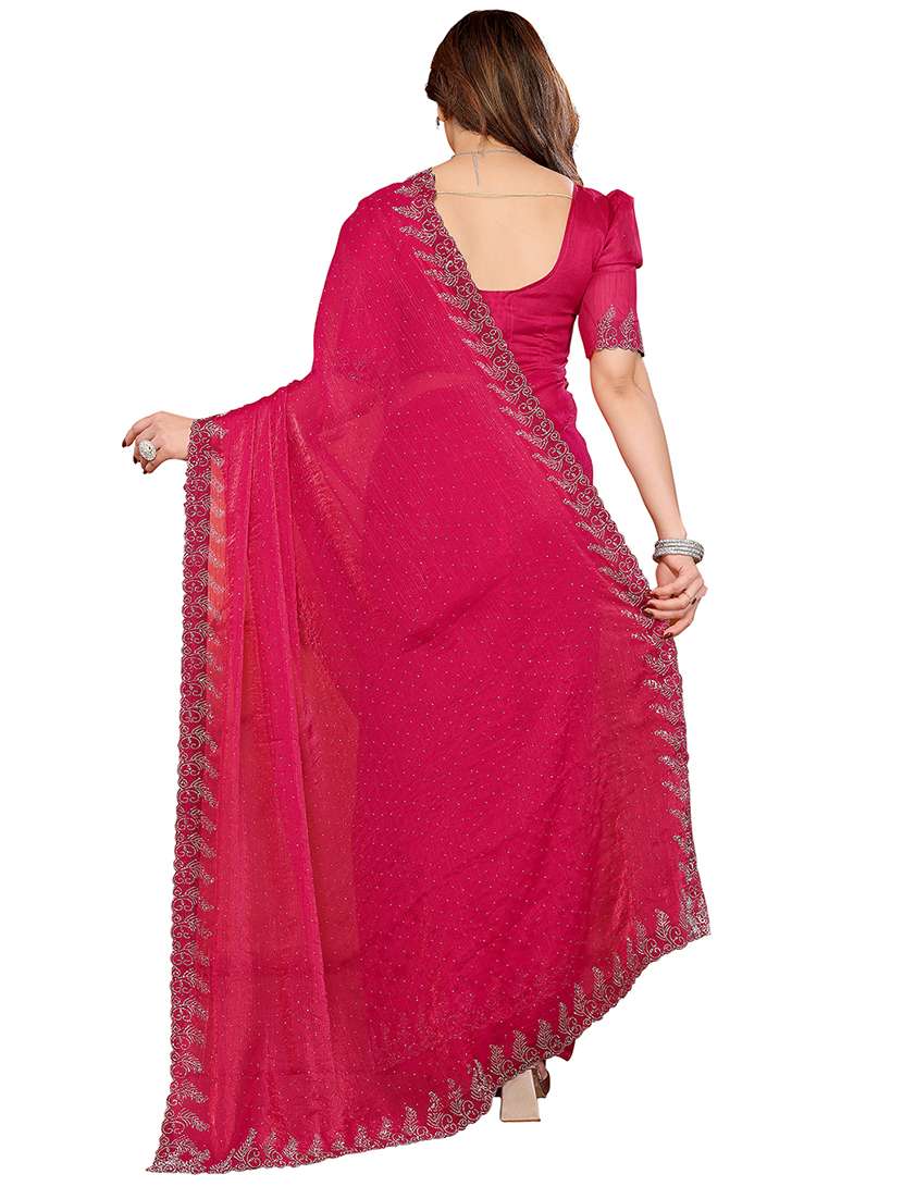 women solid with work embellished saree with blouse - 22048241 - Standard Image - 2