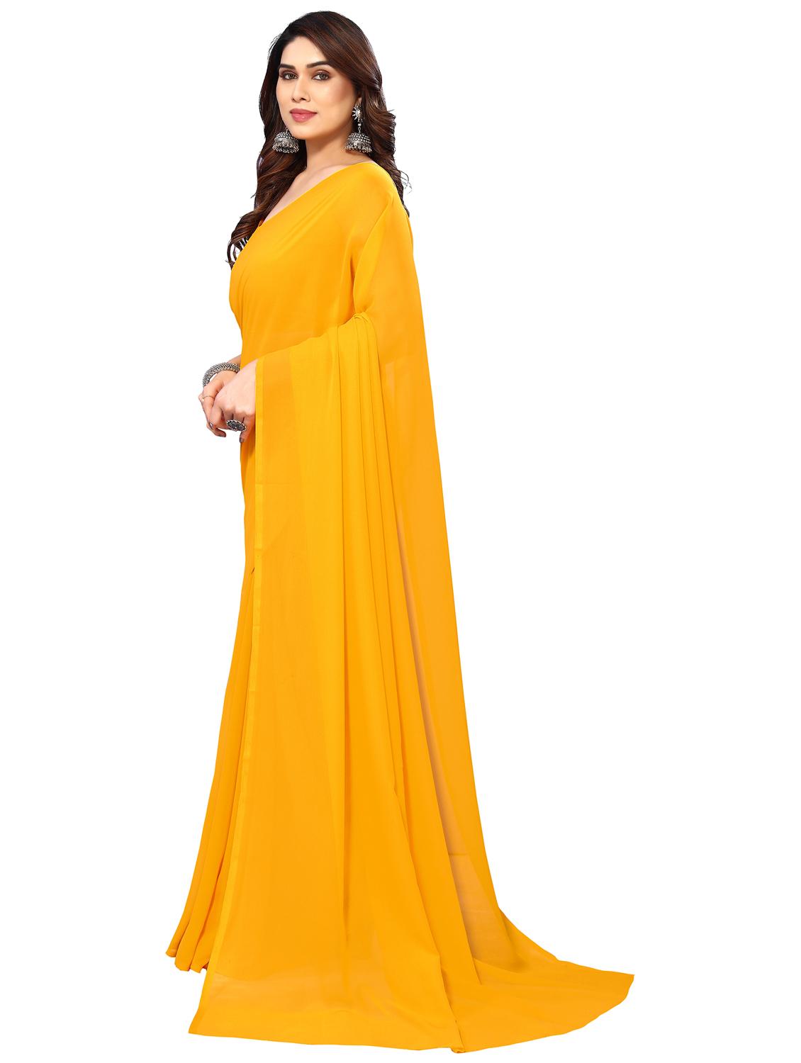 women solid plain saree with blouse - 22048250 - Standard Image - 2