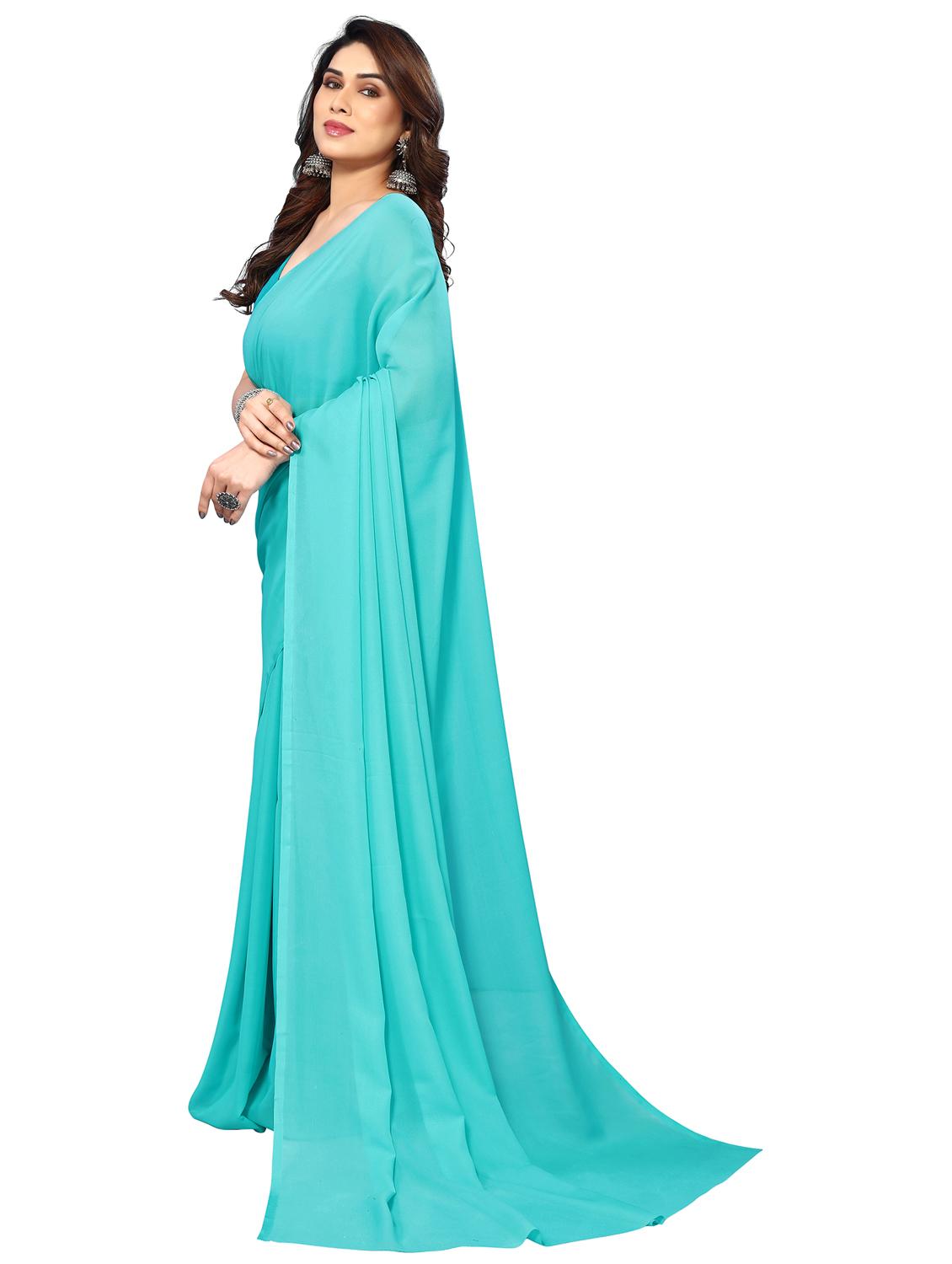 women solid plain saree with blouse - 22048252 - Standard Image - 2