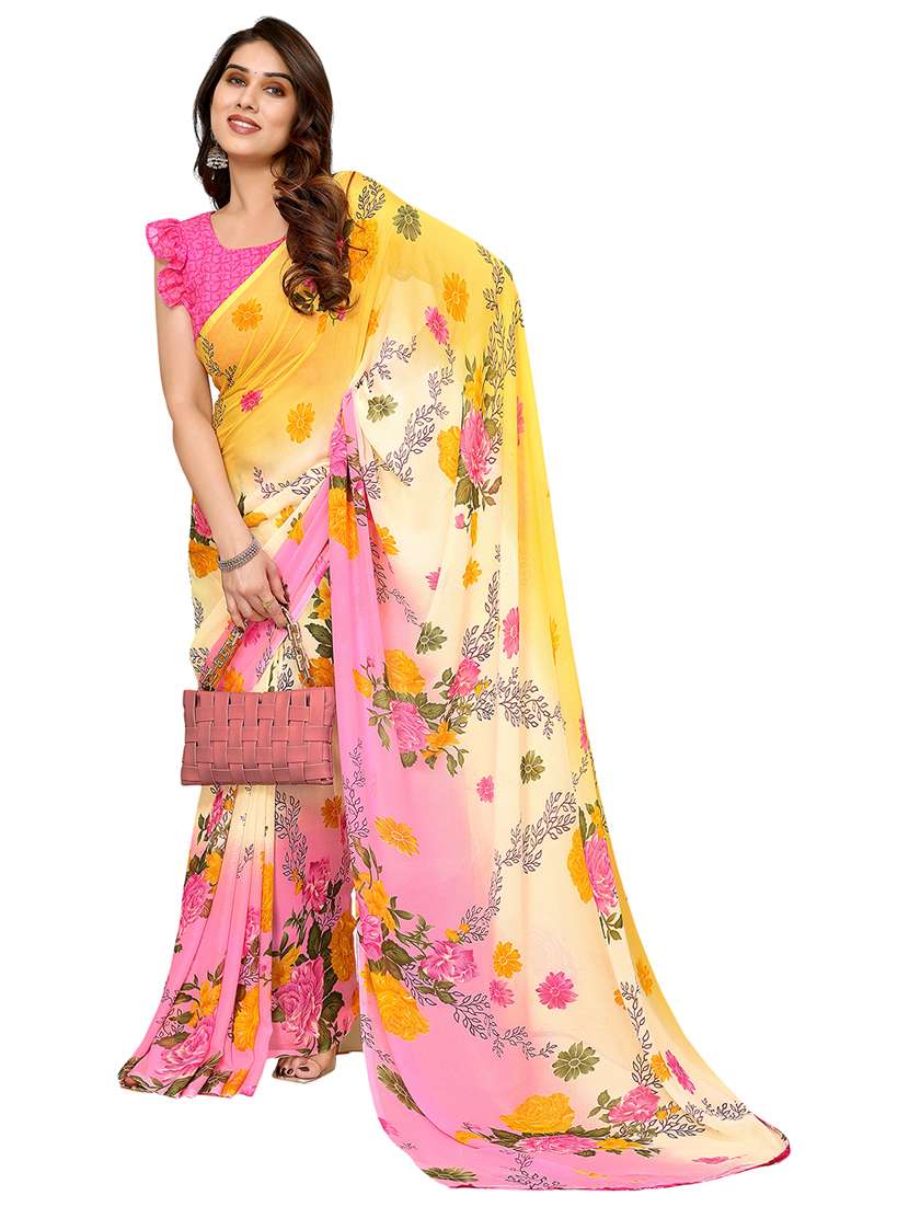 women printed casual wear saree with blouse - 22048284 -  Standard Image - 2