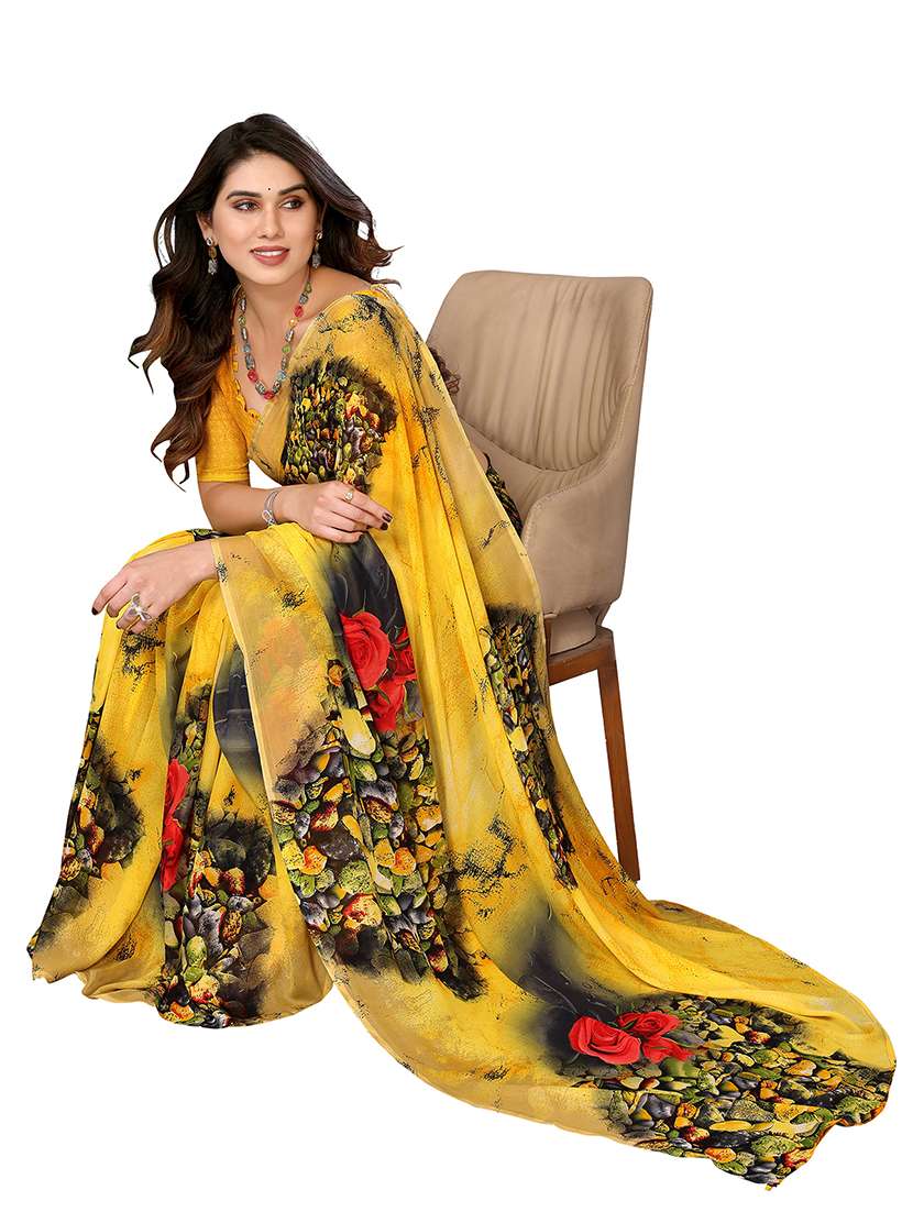 women printed casual wear saree with blouse - 22048286 -  Standard Image - 2