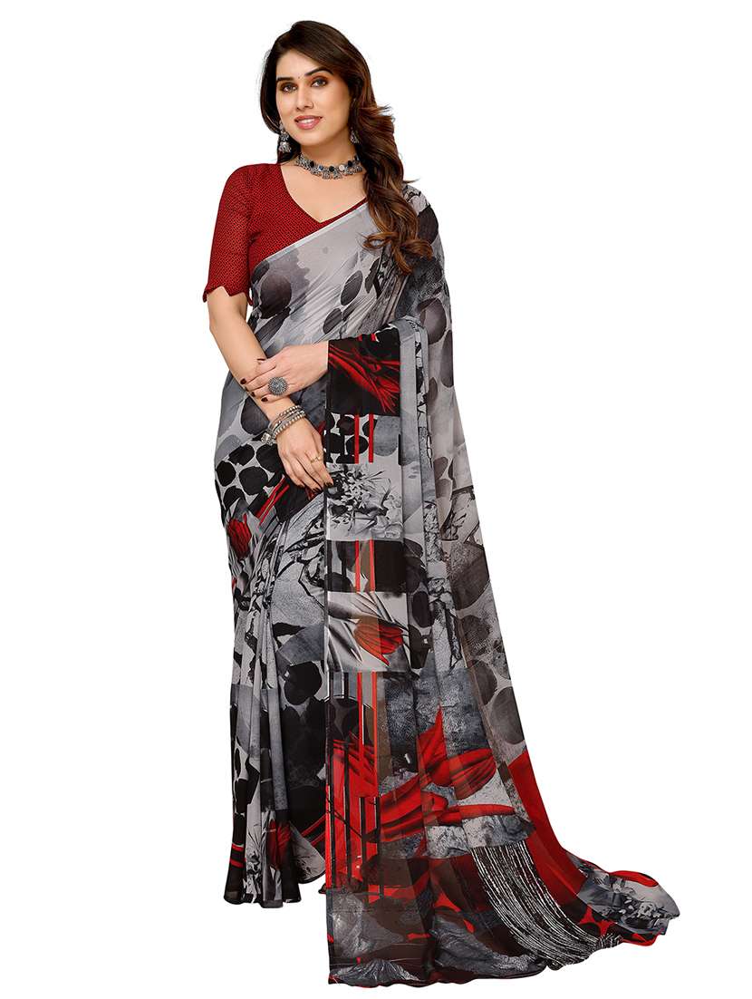 women printed casual wear saree with blouse