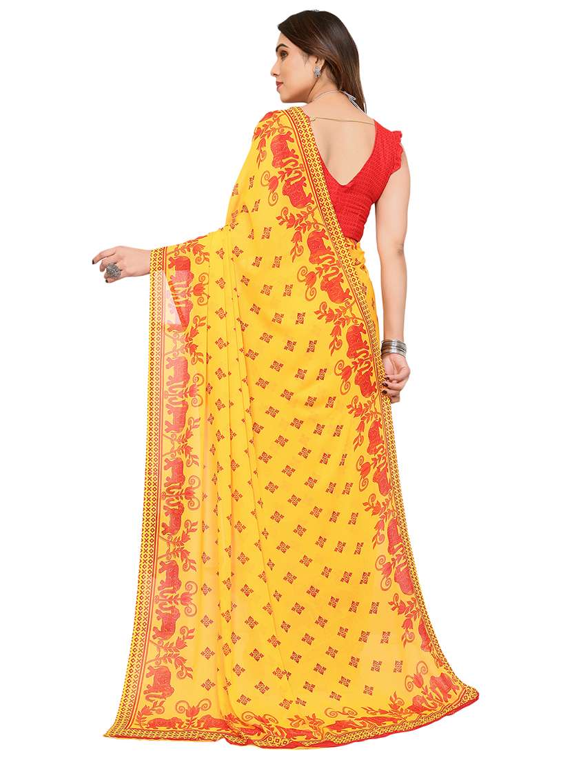 women printed casual wear saree with blouse - 22048295 -  Standard Image - 2