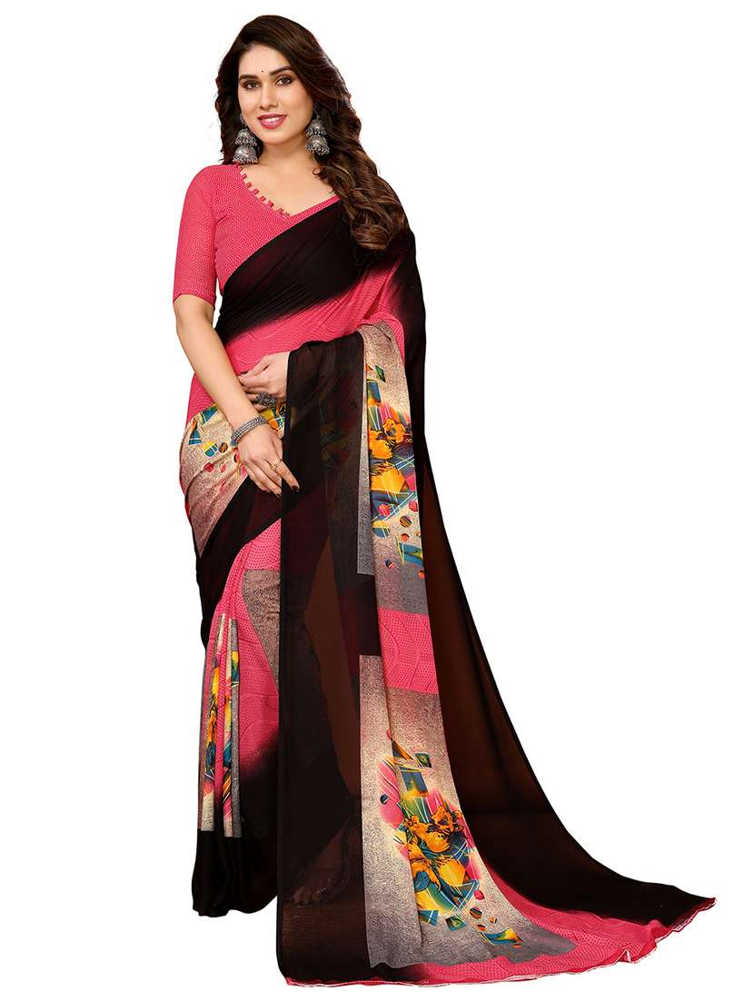 women printed casual wear saree with blouse