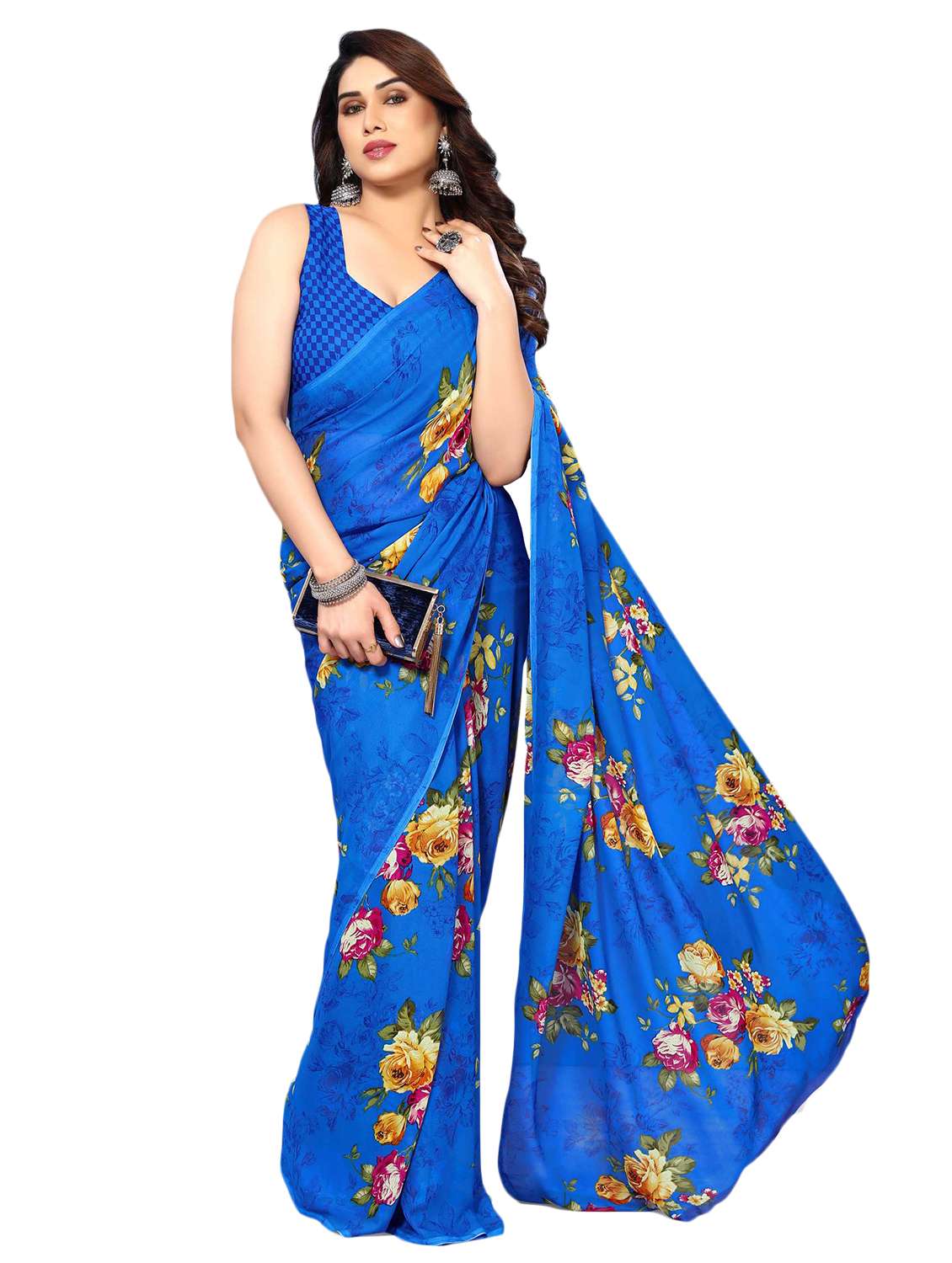 women printed casual wear saree with blouse - 22048310 -  Standard Image - 2
