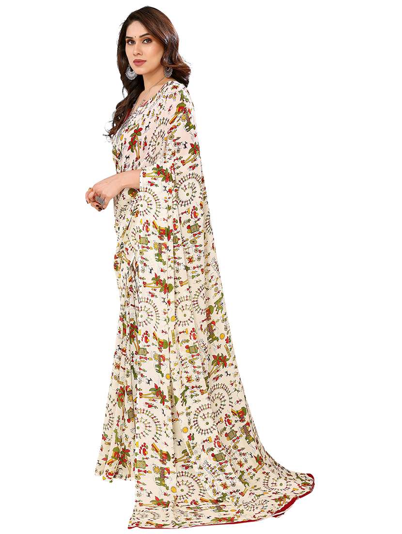 women printed casual wear saree with blouse - 22048350 -  Standard Image - 2