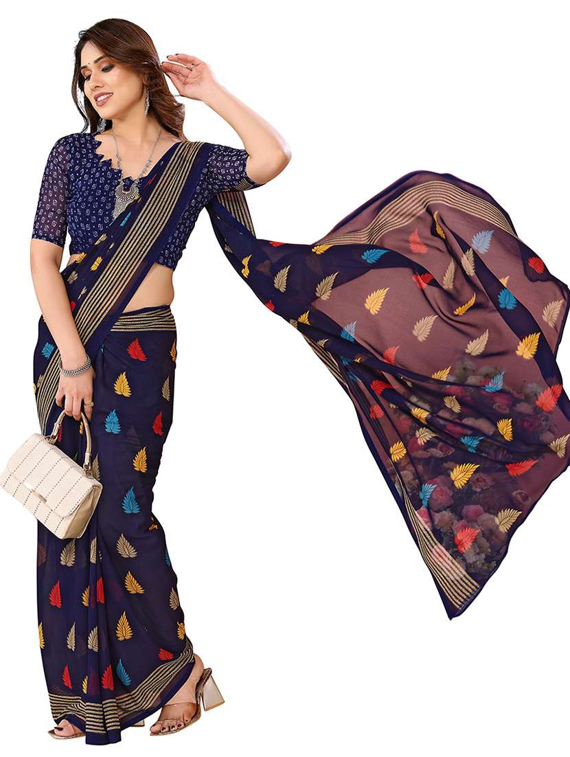 women printed casual wear saree with blouse - 22048351 -  Standard Image - 2