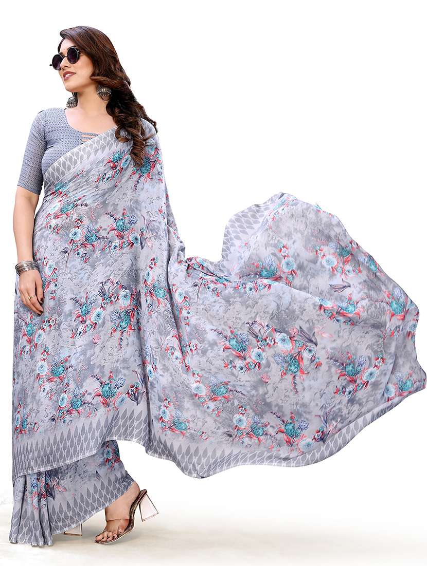 women printed casual wear saree with blouse - 22048353 -  Standard Image - 2