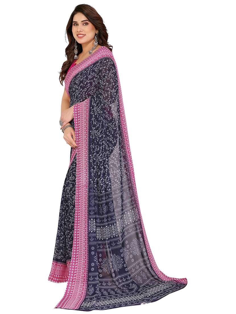 women printed casual wear saree with blouse - 22048459 -  Standard Image - 2
