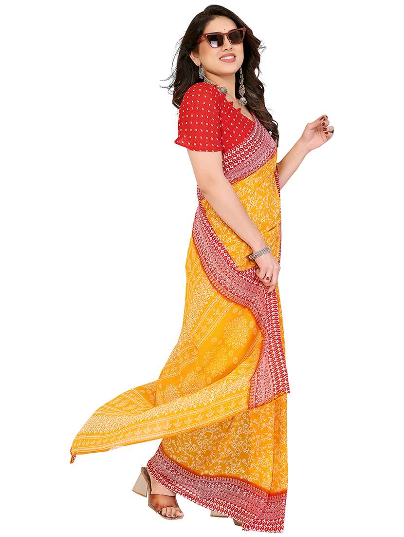 women printed casual wear saree with blouse - 22048460 -  Standard Image - 2