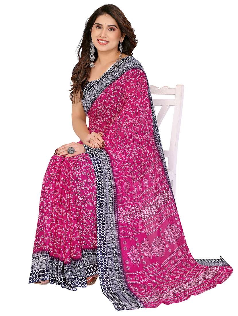women printed casual wear saree with blouse - 22048461 -  Standard Image - 2