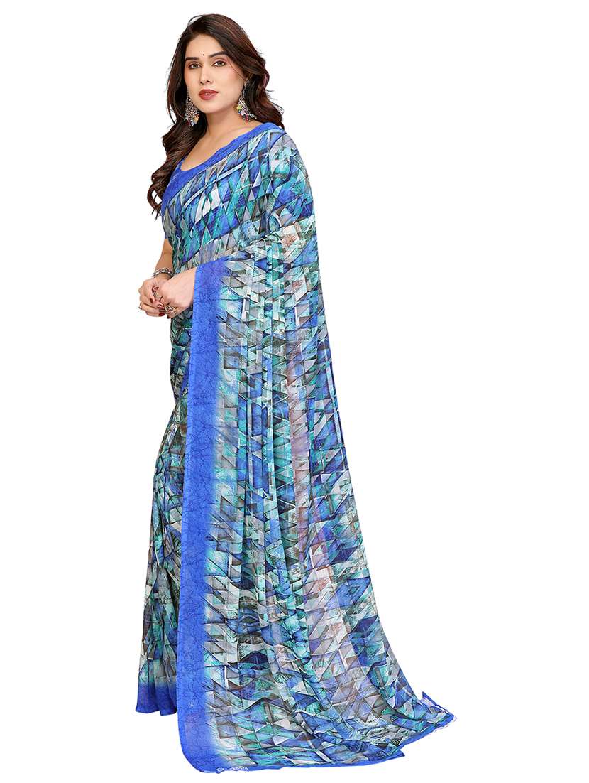 women printed casual wear saree with blouse - 22048467 -  Standard Image - 2