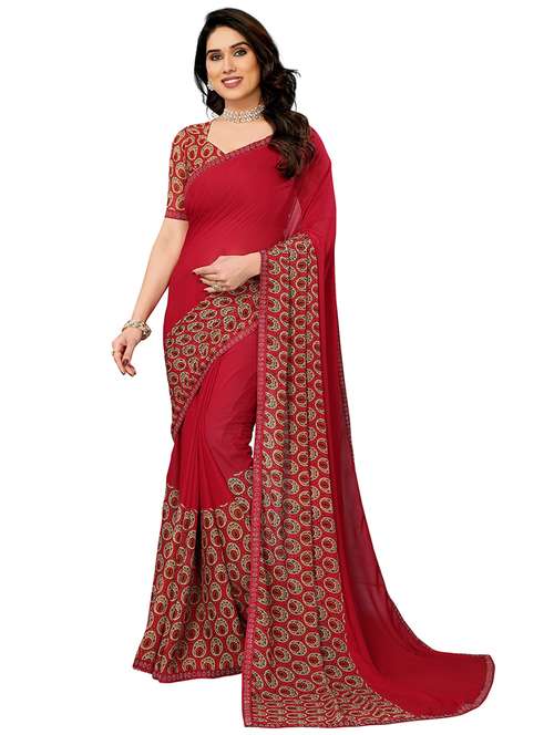 women printed casual wear saree with blouse - 22048505 -  Standard Image - 0