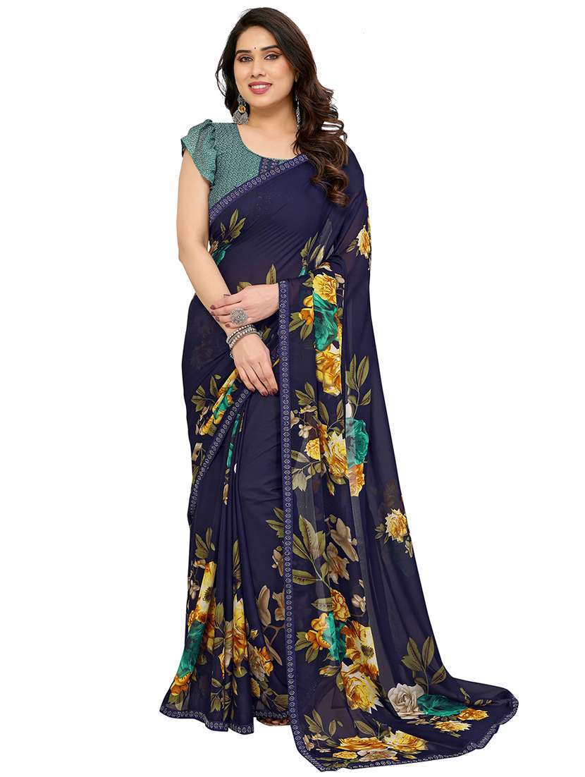 women printed casual wear saree with blouse