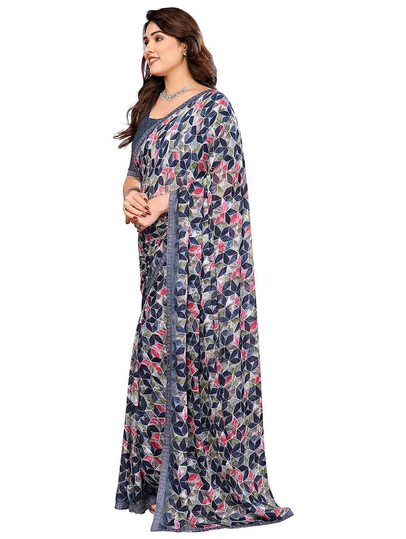 women printed casual wear saree with blouse - 22048542 -  Standard Image - 2