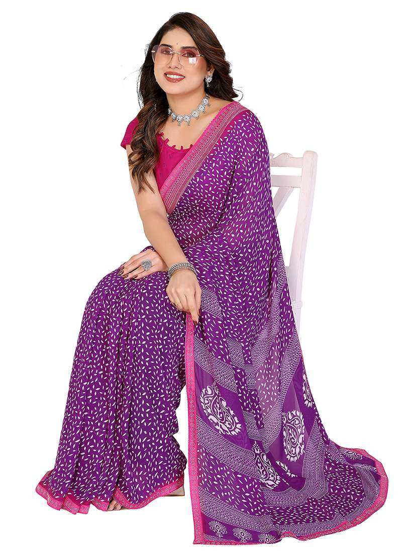 women printed casual wear saree with blouse - 22048558 -  Standard Image - 2